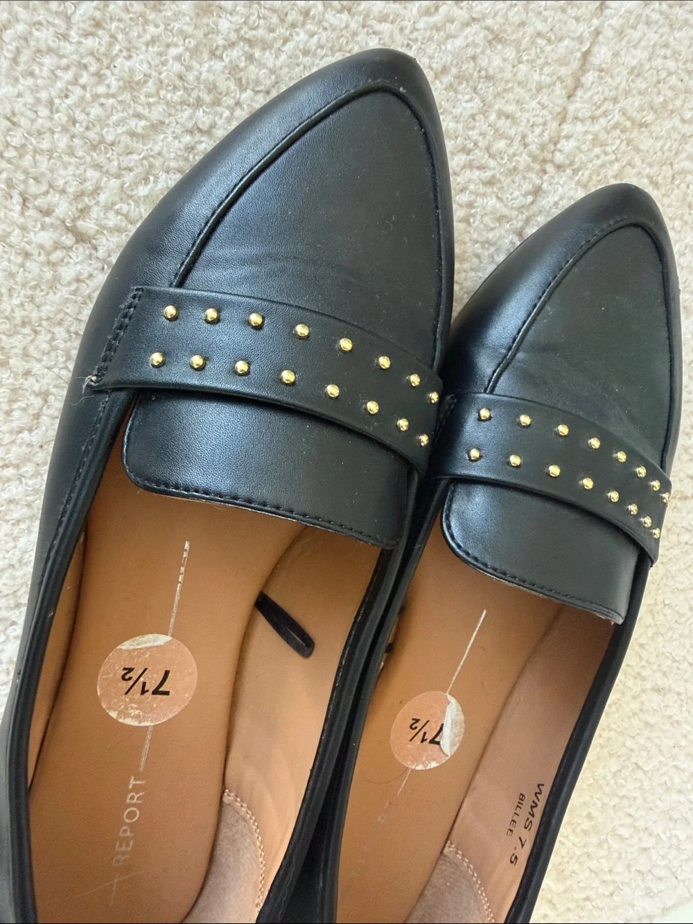 Report Black Loafers with Gold Stud Accents - Picture 3 of 3